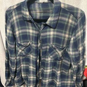 Blue and green plaid shirt